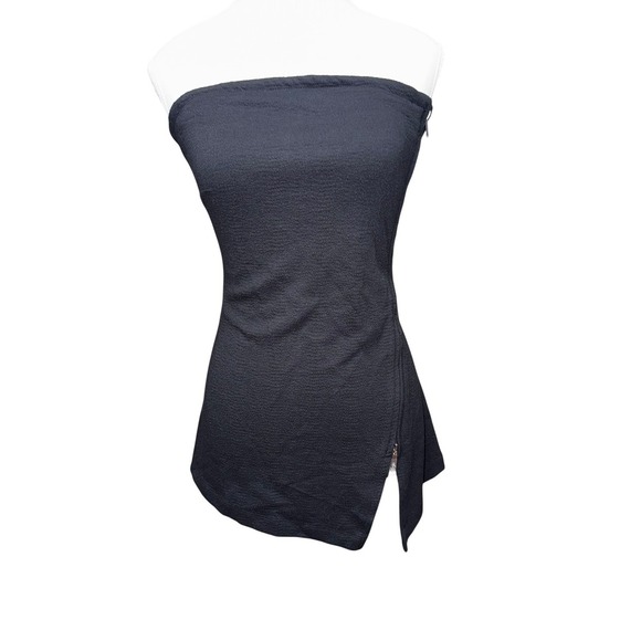 Maeve x Anthropologie Asymmetrical Zipper Tube Top Black/Noir Size Large - Picture 3 of 12
